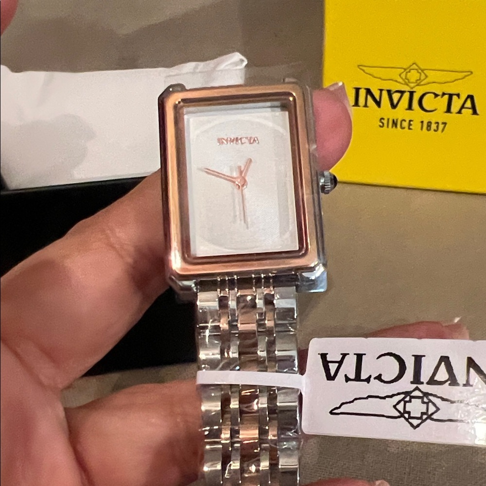 Invicta Wildflower Princess Rose Gold & Silver Rectangular Watch NWT - Picture 6 of 6